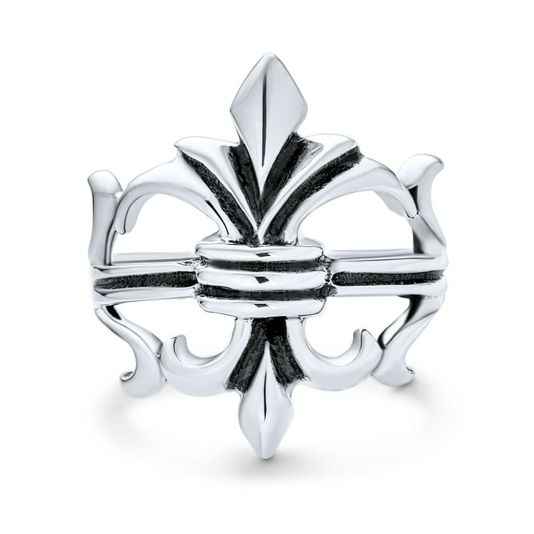 Bling Jewelry Mens Antique Style Mens Silver Ring Fleur De Lis