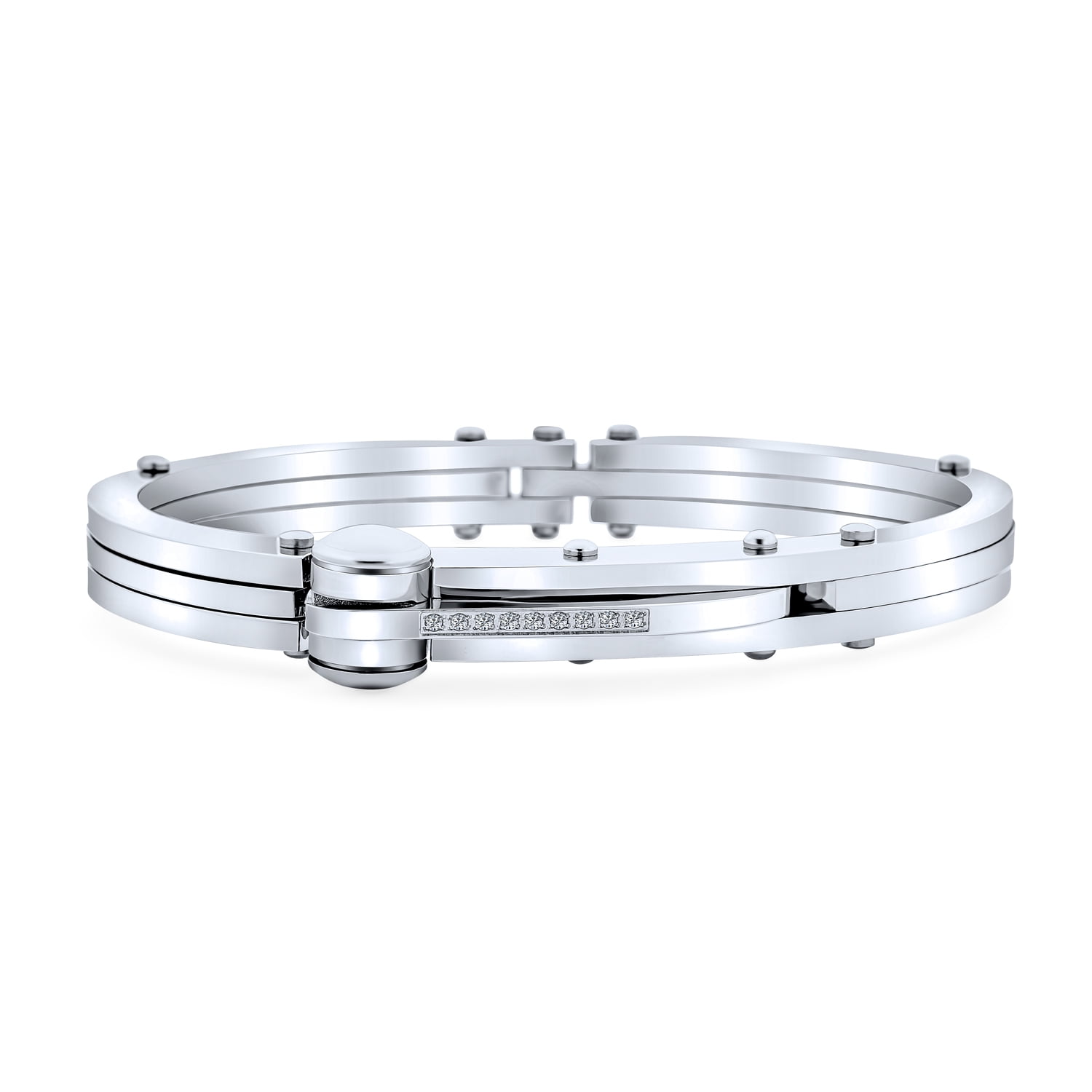 Bling Jewelry Mens Biker Cuff Bracelet for Men with Cubic