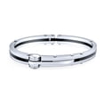 thumbnail image 1 of Bling Jewelry Mens Biker Handcuff Bracelet Men Black Silver Stainless Steel, 1 of 6