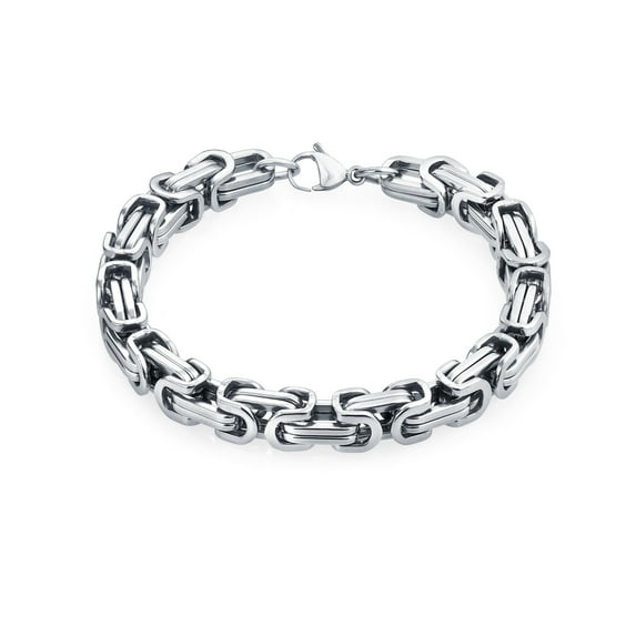 Bling Jewelry Mens Biker Jewelry Byzantine Chain Link Bracelet Black SilverGold 8.5-9 Inch