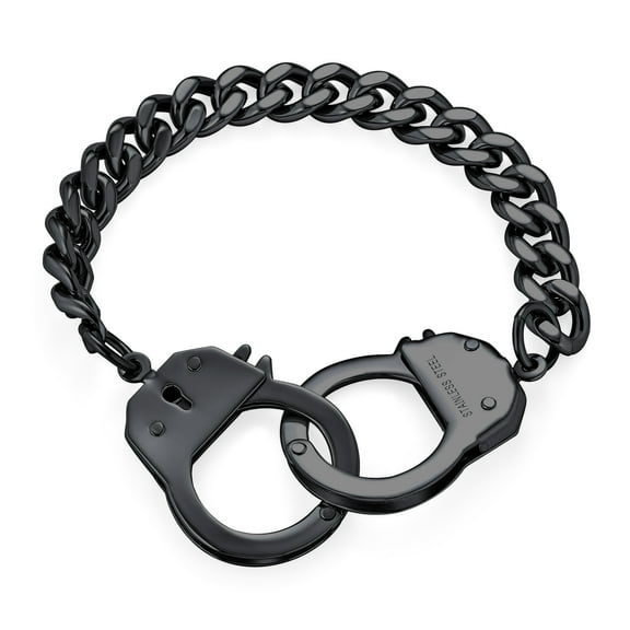 Bling Jewelry Mens Biker Jewelry Chain Link Bracelet Men Black IP Stainless