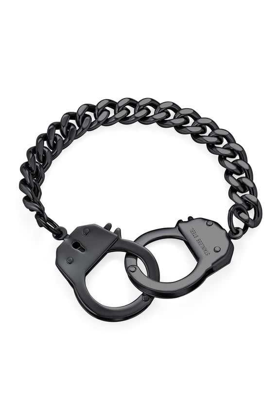 Mens Biker Jewelry Chain Link Bracelet Men Black IP Stainless