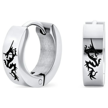 Bling Jewelry Mens Biker Jewelry Earrings Cross Dragon Stars Skulls Greek Key