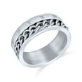 thumbnail image 1 of Bling Jewelry Mens Biker Rope Chain Stainless Steel Wedding Band Ring Oxidized, 1 of 5