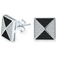 thumbnail image 1 of Bling Jewelry Mens Black Royal Blue CZ Stud Square Earrings  Pyramid, 1 of 7