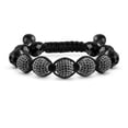 thumbnail image 1 of Bling Jewelry Mens Black White Gold Tone Chain Crystal Ball Link Bracelet  Cord, 1 of 5