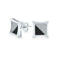 thumbnail image 1 of Bling Jewelry Mens Black Yellow Blue Square CZ Stud Earrings Sterling Silver, 1 of 5