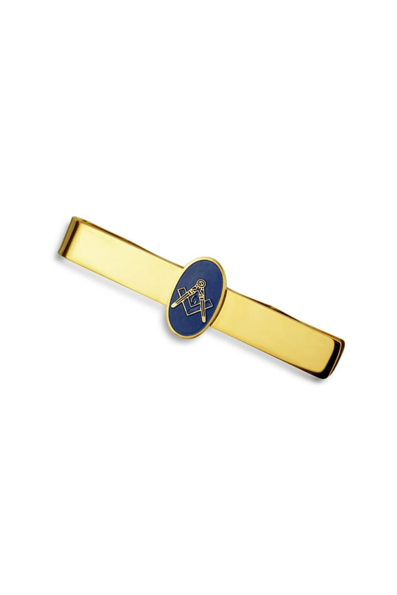 Mens Freemason Masonic Tie Clip Silver Two Tone Gold Plated Stainless Steel