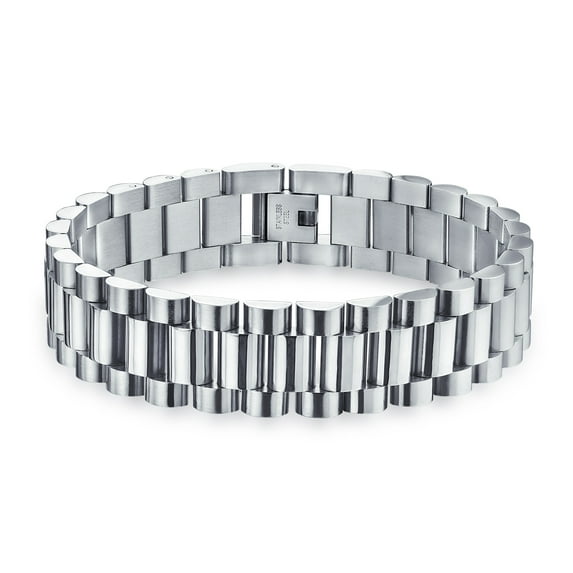Bling Jewelry Mens Men's Classic Timeless Wide Panther Link Bracelet Stainless Steel 8 Inch