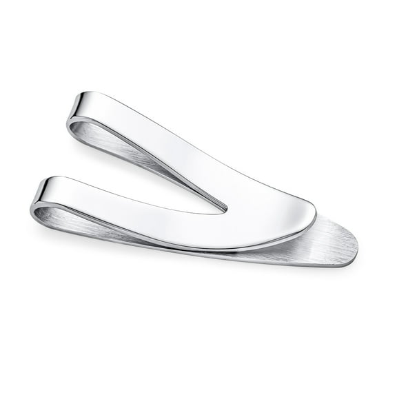 Bling Jewelry Mens Dollar Sign Money Clip Card Holder for Men Brushed Silver Stainless Steel