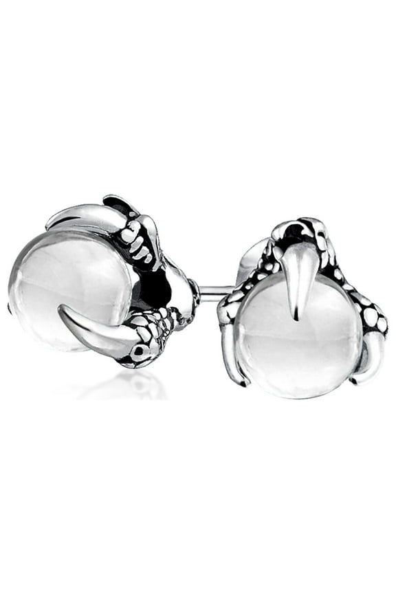 Mens Gothic Stone Ball Dragon Claw Stud Earrings Stainless Steel