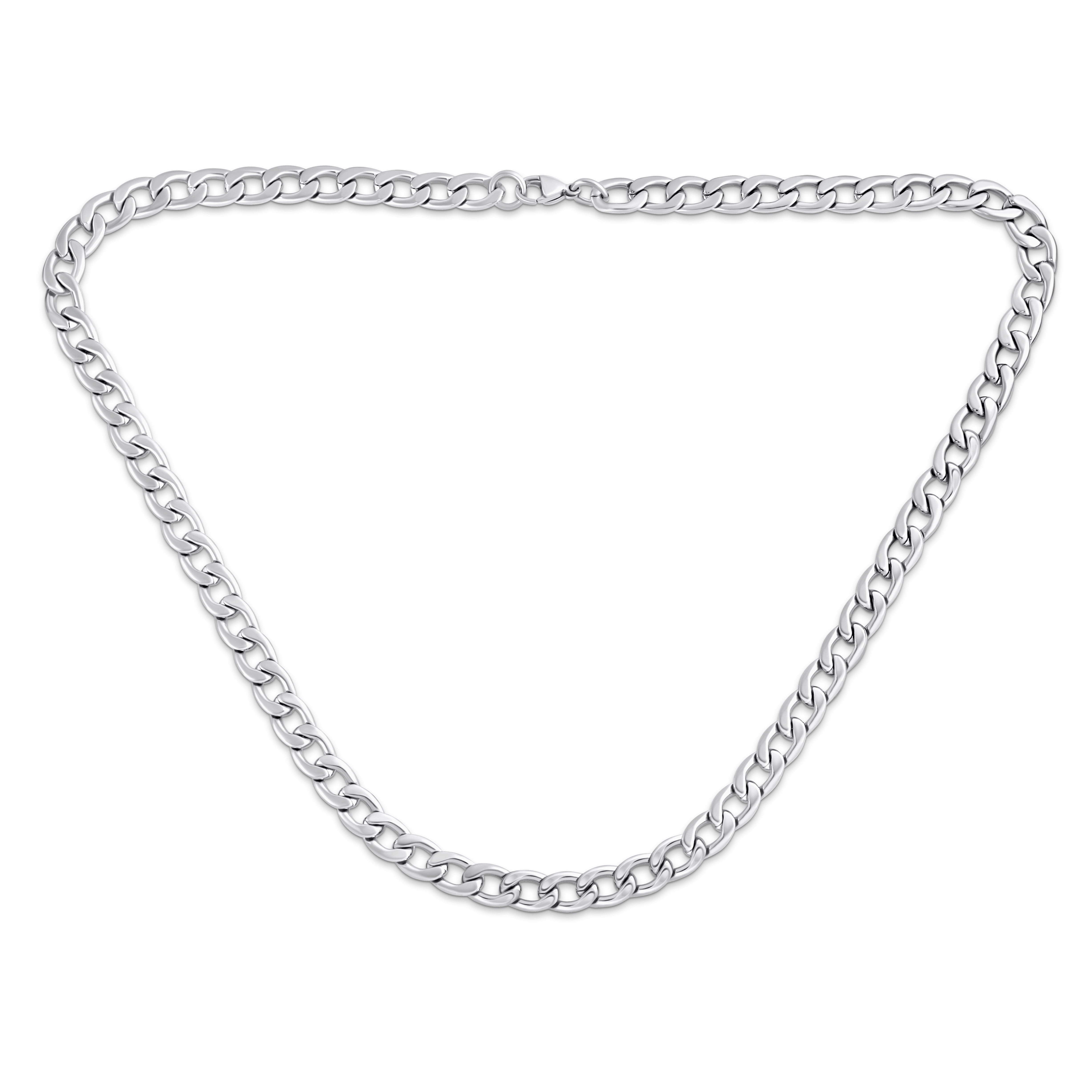 Men's Heavy Curb Chain Necklace - Stainless Steel, Gold/Silver/Black, 24" 8mm