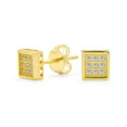 thumbnail image 1 of Bling Jewelry Mens  Hip Hop Square CZ Stud Earrings for Men Gold Plated Sterling Silver, 1 of 6