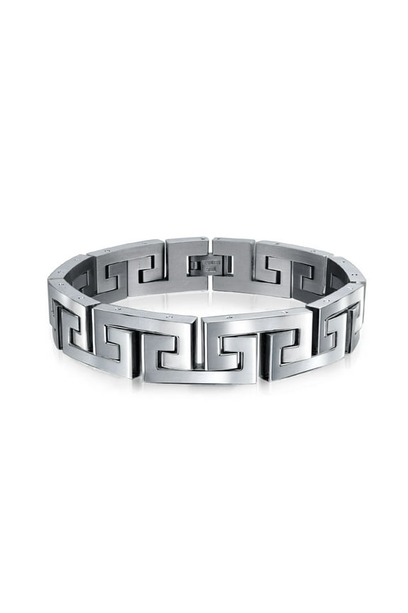 Mens Stylish Infinity Key Link Bracelet Black IP Stainless Steel 12MM Width