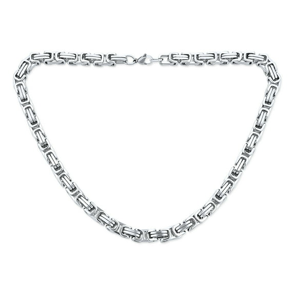 Bling Jewelry Mens Mechanic Byzantine Biker Necklace for Men Black Gold Silver 20-30 Inch 8MM Chain