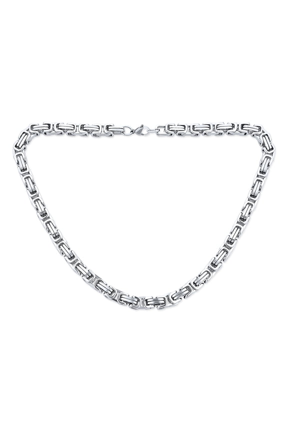 Mens Mechanic Byzantine Biker Necklace for Men Black Gold Silver 20-30 Inch 8MM Chain