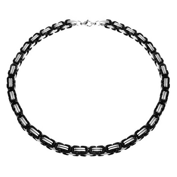 Bling Jewelry Mens Mechanic Byzantine Biker Necklace for Men Black Gold Silver 20-30 Inch 8MM Chain