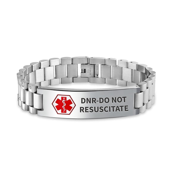 Bling Jewelry Mens Medical ID Bracelet Men Steel Link 8.5in Identification Band