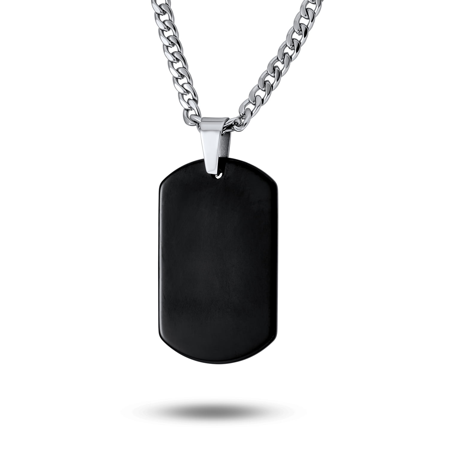 Bling Jewelry Mens Men's Dog Tag Pendant Necklace Plain Blank Black ...