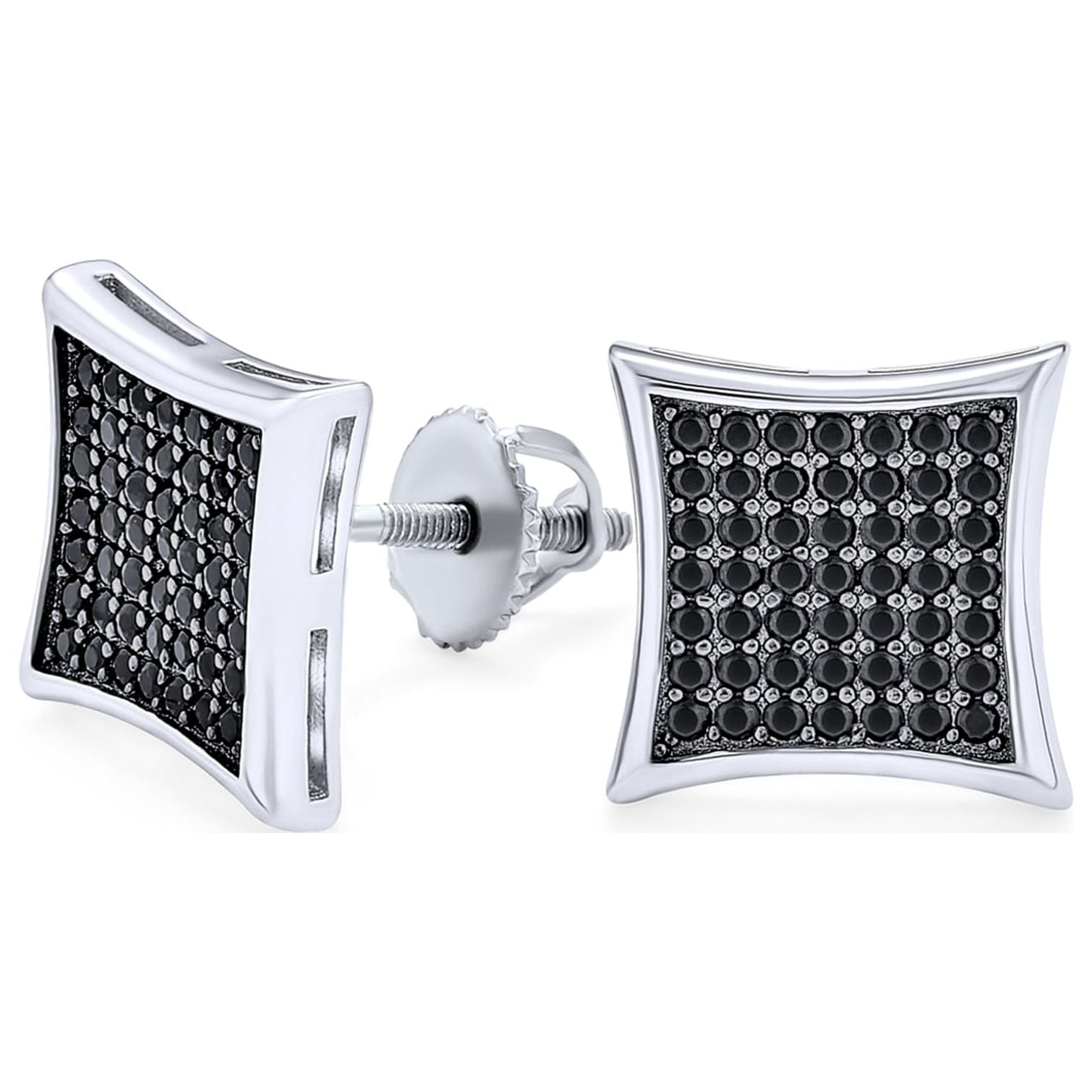 Black Toned With Cz Fancy Stud Earring For Men