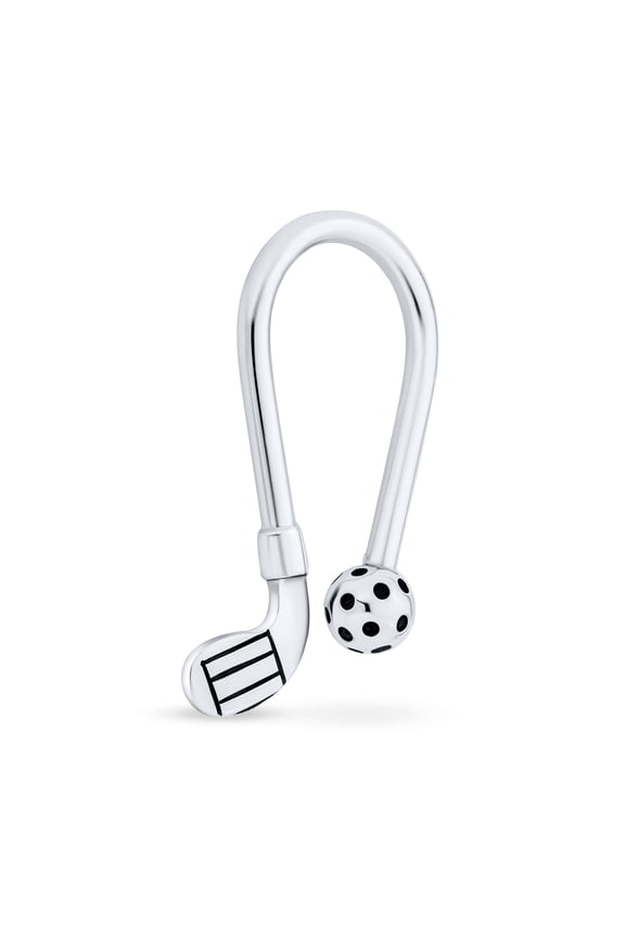 Mens Men's Golfer Sports Golf Ball Club Key Chain Oxidized Sterling Silver Key Ring