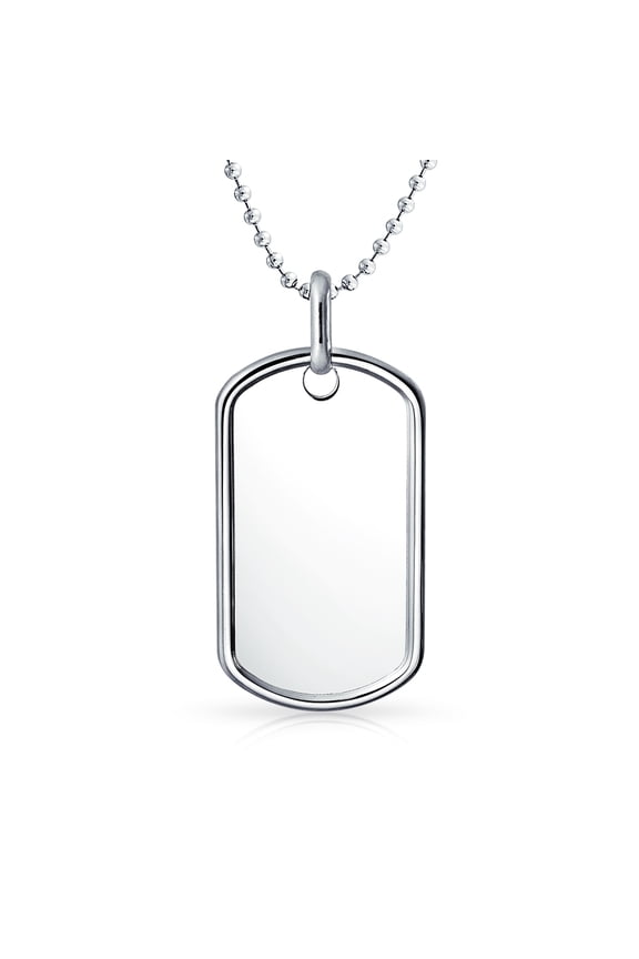 Mens Men's Military Army Dog Tag Pendant Necklace Sterling Silver Ball Chain 24"