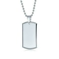 thumbnail image 1 of Bling Jewelry Mens Army Style Dog Tag Pendant Necklace Stainless Steel Beveled Edge & Ball Chain 24", 1 of 5