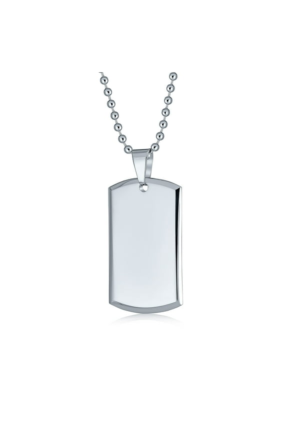 Mens Men's Military Dog Tag Pendant Necklace Silver Tone Stainless Steel 24" Chain