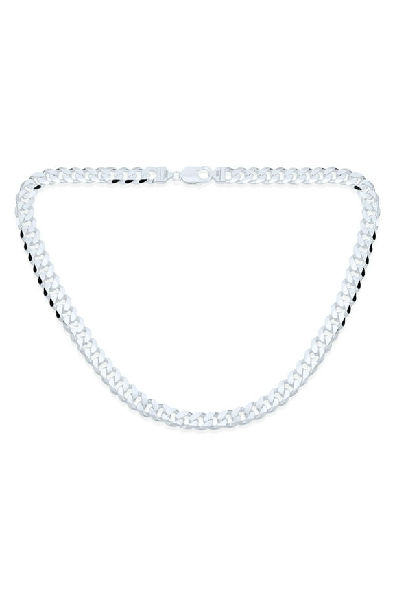 Mens Men's Solid Sterling Silver 8MM Miami Cuban Chain Necklace Nickel-Free 250 Gauge