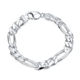 thumbnail image 1 of Bling Jewelry Mens Thick Heavy  Sterling Silver Figaro Chain Link Bracelet 9MM, 1 of 4