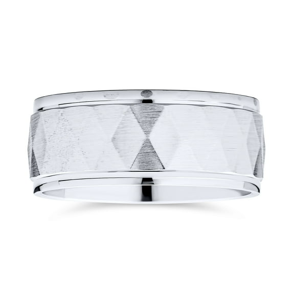 Bling Jewelry Mens Mens Silver Ring .925 Sterling Diamond Cut Wedding Band for Couples Wide Design