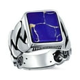 thumbnail image 1 of Bling Jewelry Mens Large Rectangle Gemstone Chain Link Statement Signet Ring .925 Sterling Silver, 1 of 6