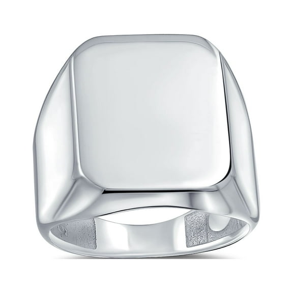 Bling Jewelry Mens  Large Rectangle Initial Monogram Signet Ring Polished Sterling Silver