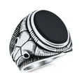 thumbnail image 1 of Bling Jewelry Mens Mens Silver Ring Signet Black Onyx Gemstone Longhorn Skull .925 Sterling Silver, 1 of 5