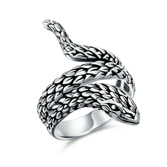 Bling Jewelry Mens Vintage Egyptian Wrap Serpent Snake Ring Band Oxidized Sterling Silver