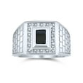 thumbnail image 1 of Bling Jewelry Mens Black Emerald Cut CZ Statement Ring for Men – Brick Pattern Sterling Silver Band, 1 of 5
