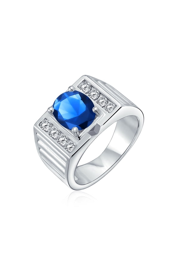 Mens Mens Stainless Steel Hip Hop Micro Pave Halo Blue Oval CZ Engagement Ring