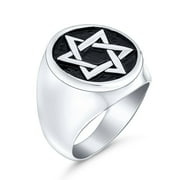 Bling Jewelry Mens Religious Magen Judaic Star of David Signet Band Ring Silver Stainless Steel