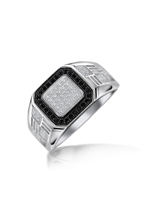 Mens Mens Stainless Steel Micro Pave Halo Square CZ Engagement Ring