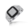 thumbnail image 1 of Bling Jewelry Mens Men's Micro Pave Black Halo Square Two Tone CZ Statement Signet Ring .925 Sterling Silver, 1 of 6