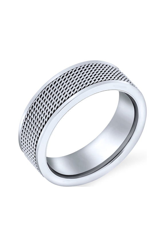 Mens Mens Stainless Steel Oxidized Silver Tone Wide Biker Ring for Unisex Couples