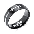 thumbnail image 1 of Bling Jewelry Mens Religious Maltase Fleur De Lis Cross Wedding Band Ring Black Stainless Steel, 1 of 4