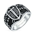 thumbnail image 1 of Bling Jewelry Mens Mens Stainless Steel Viking Shield Cross Signet Ring Oxidized Silver Tone, 1 of 4