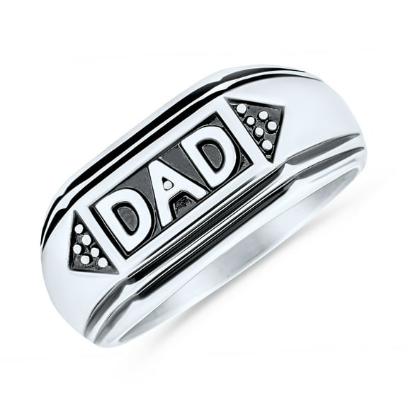 Bling Jewelry Mens Mens Stainless Steel Word Statement Band Signet DAD Ring for Father's Day Gift