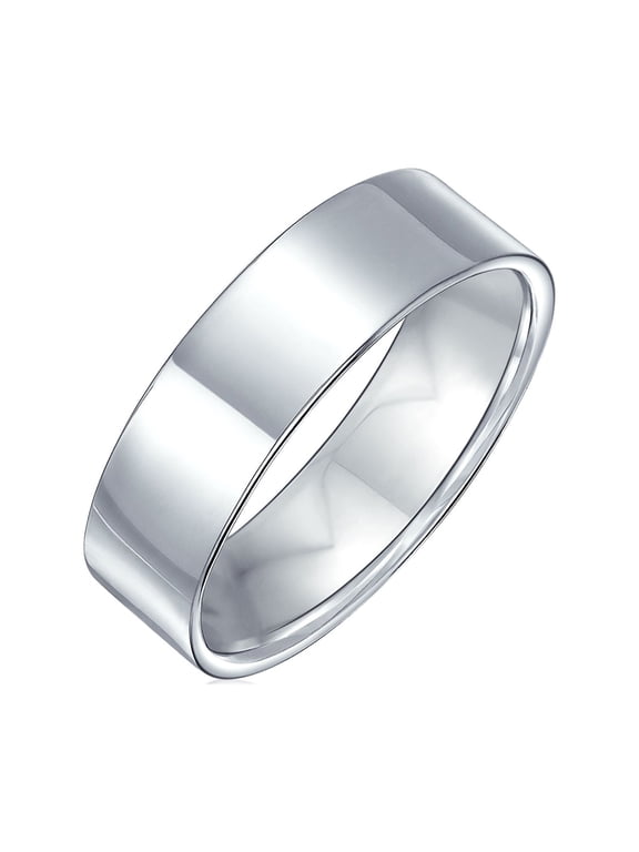 Unisex Classic Plain Cigar-Band Flat Wedding Band Ring .925 Sterling Silver 6MM