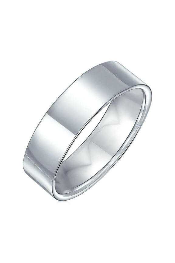 Mens Minimalist Mens Silver Ring: .925 Sterling Silver Flat Wedding Band for Men