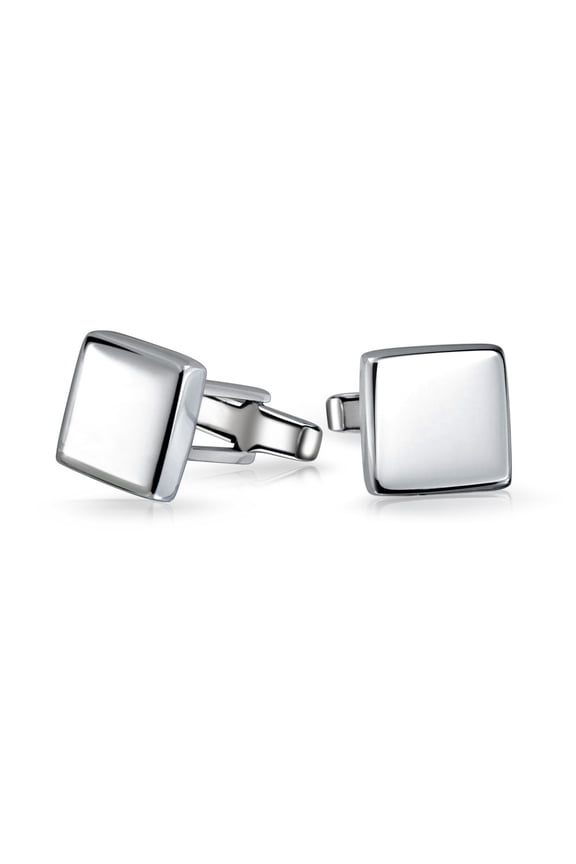 Mens Monogram Initial Solid Square Sterling Silver Shirt Cufflinks Gift