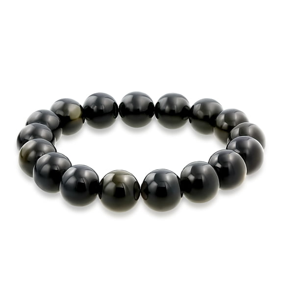 Bling Jewelry Mens Natural Multi Color 12MM Bead Semi Precious Gemstone Stretch Bracelet for Men