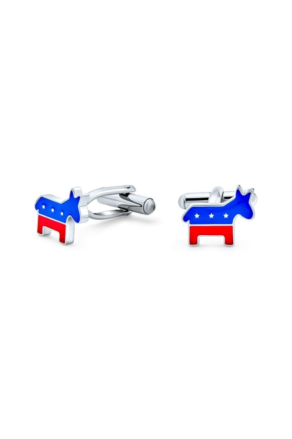 Mens Patriotic USA Donkey Elephant Shirt Cufflink for Men Democrat Republican Symbol