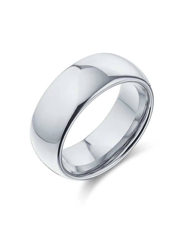 Mens Plain Wedding Band Ring Silver Tone Titanium Comfort Fit 8MM